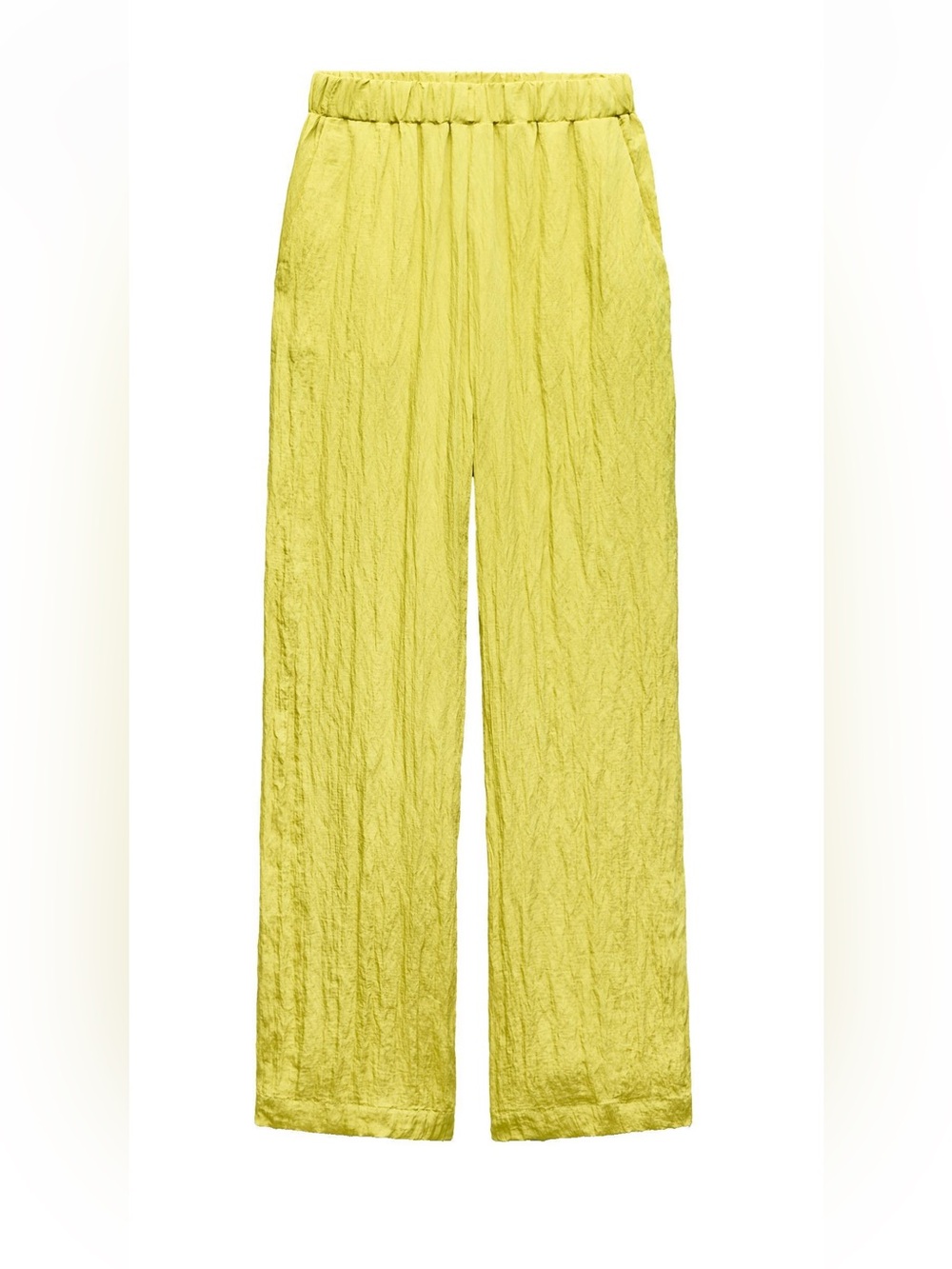 Lightweight Wide-Leg Lemon Yellow Pants